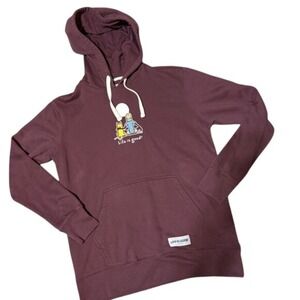 Life is Good Mens Burgundy Graphic Hoodie Pullover Sweatshirt Size M